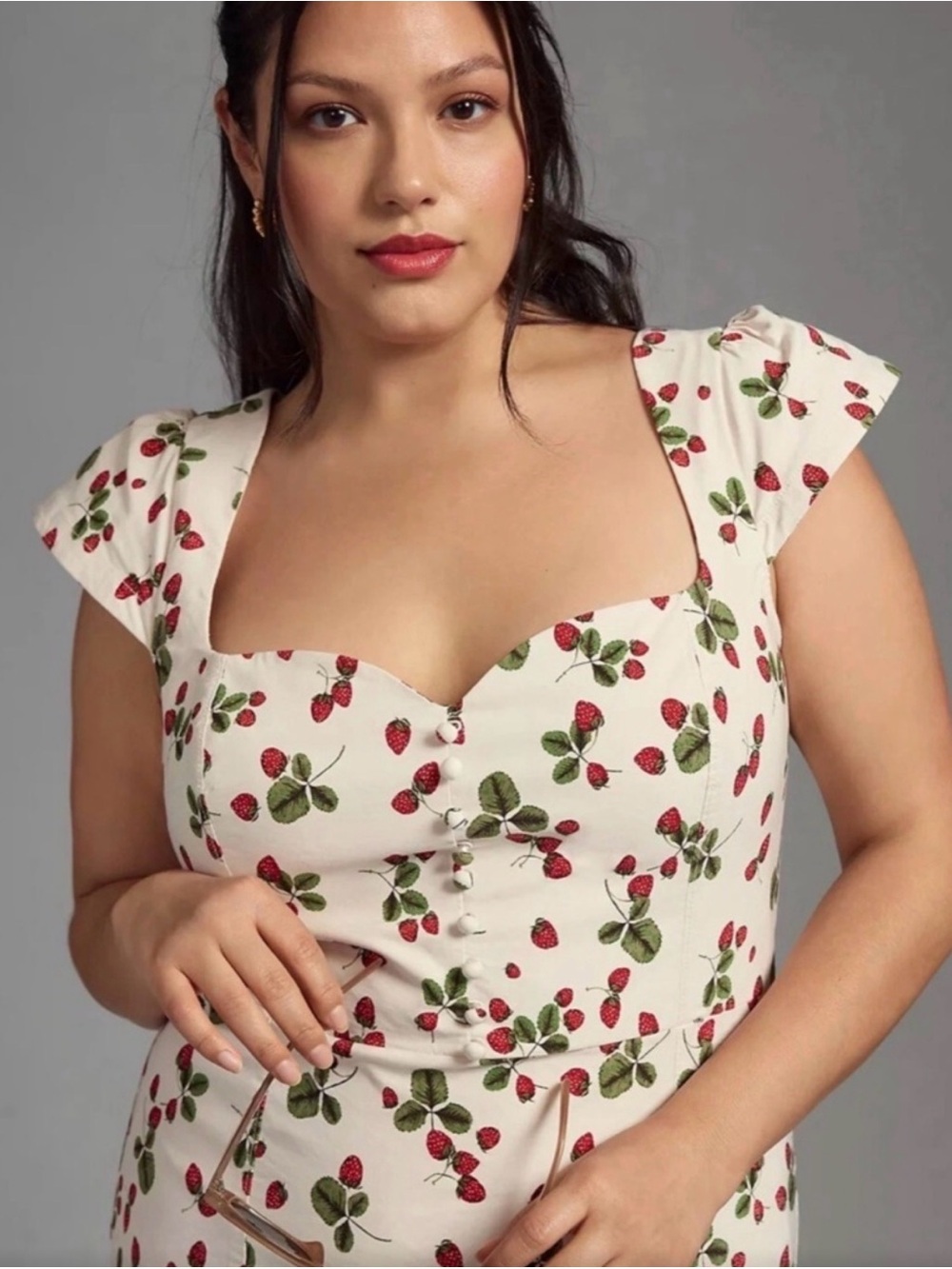 Anthropologie Midi Dress with strawberry print- size medium - Picture 4 of 10